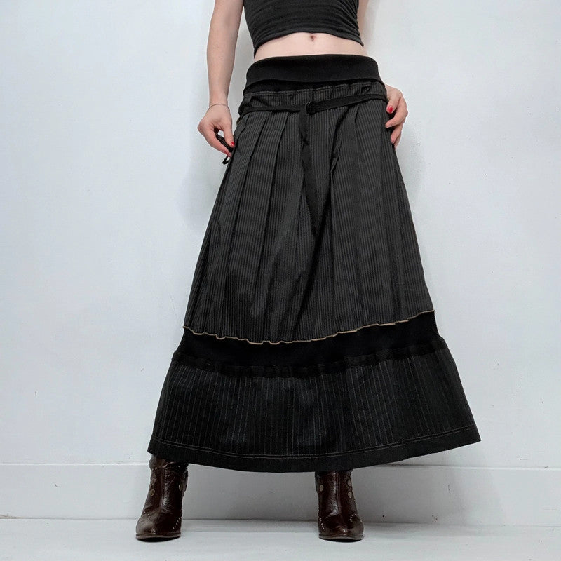 black Cop Copine pinstripe structured maxi skirt