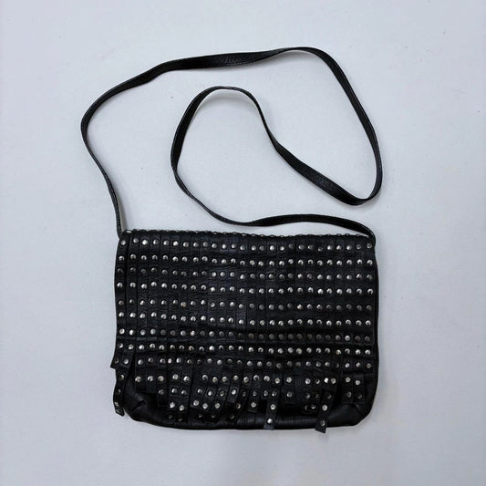 black leather studded grunge bag