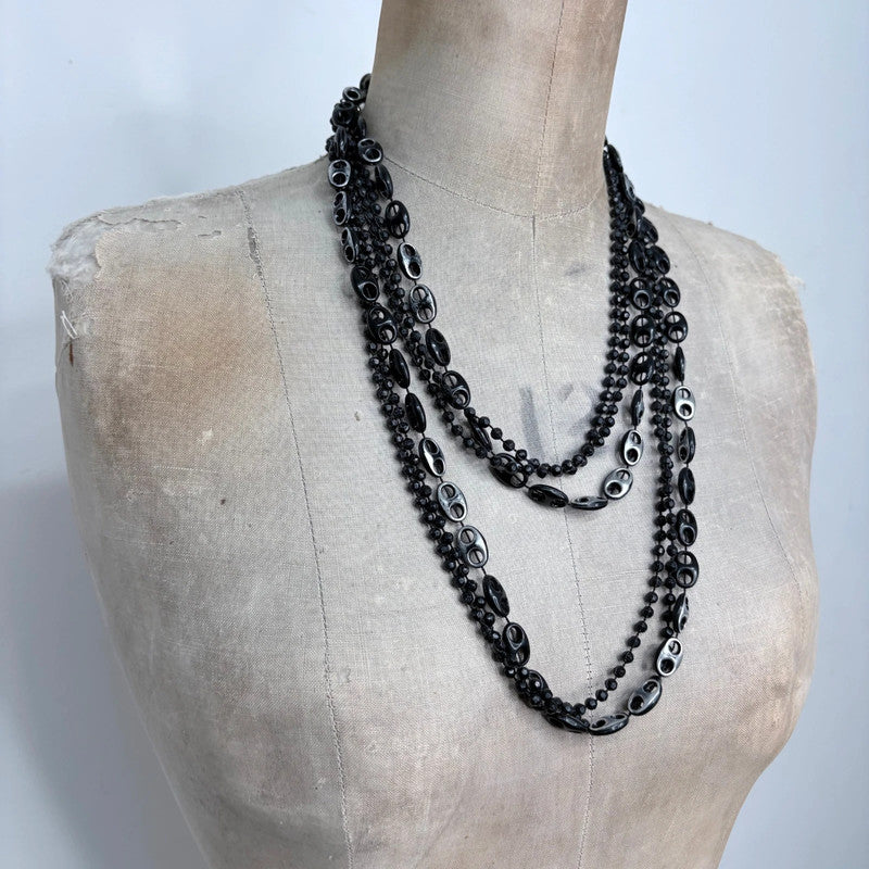 black long layered gothic chain necklace