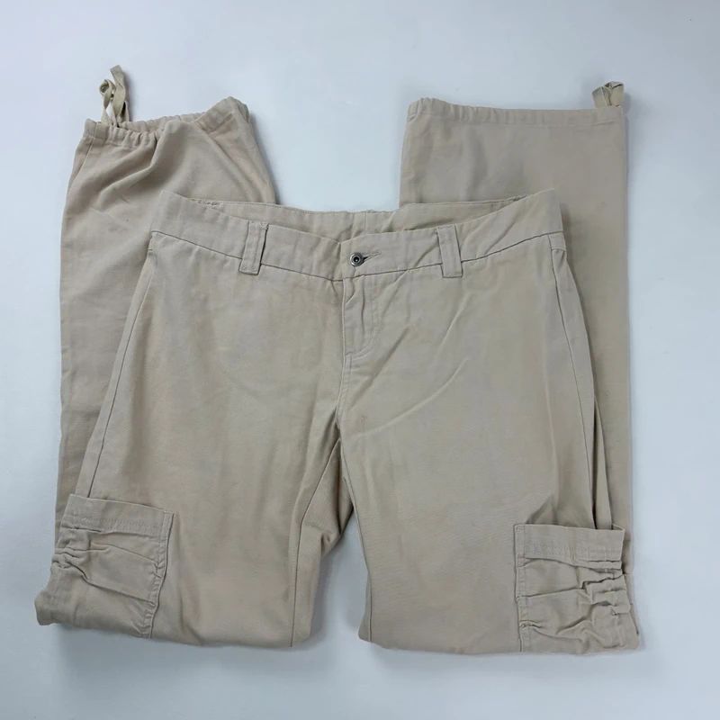 tan canvas wide leg spellout rip curl surfer pants