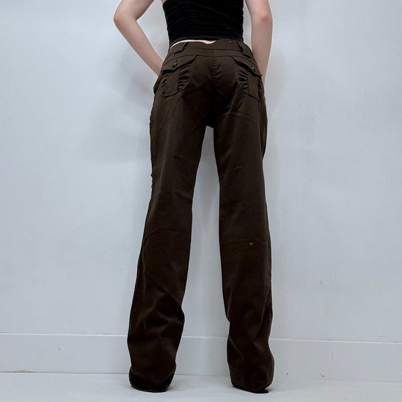 brown low rise y2k engineered style jeans