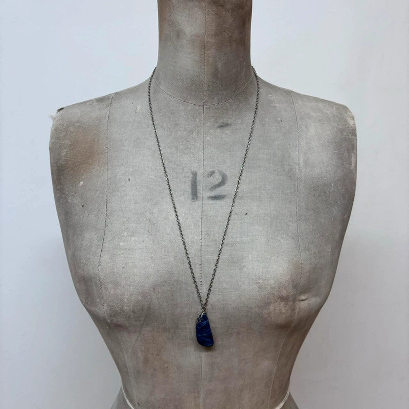 Blue gem crystal necklace
