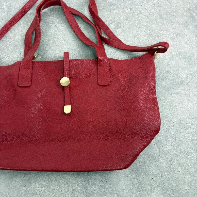 Italian leather red handbag with chic gold hardware