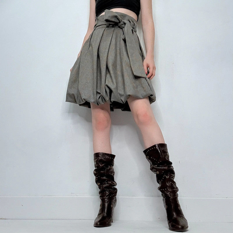 grey draped puff skirt