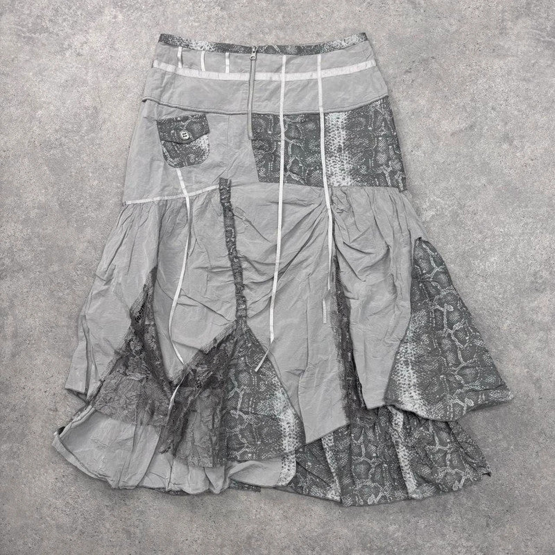 layered puff lace cargo maxi skirt