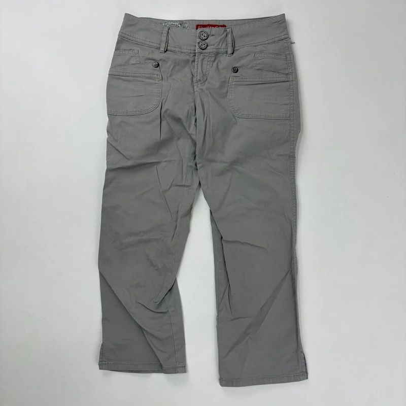 cropped khaki capri trousers