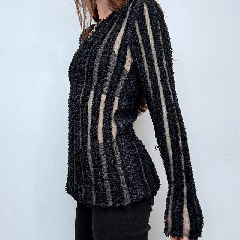 Black Louis Vuitton sheer rib knit jumper