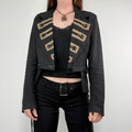 black cropped military napoleonic adjustable jacket