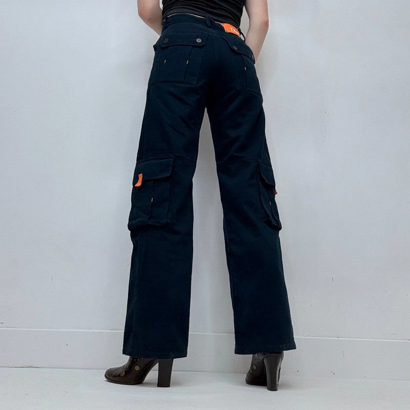 navy fitted flared Dior cargo pants