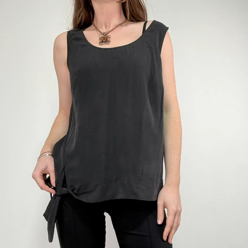 slouchy Silk allsaints asymmetric black vest