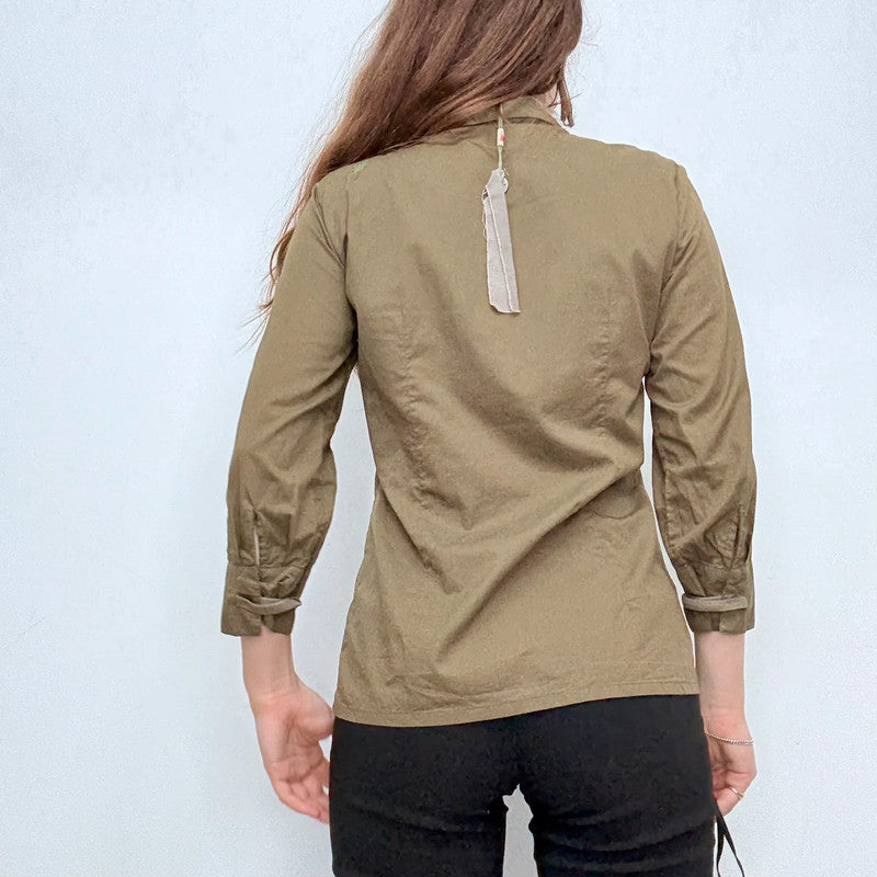 Cop Copine khaki gathered cinched shirt