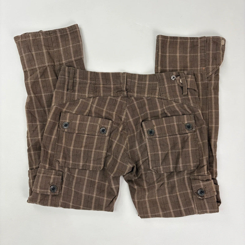 brown tartan Diesel straight leg utility trousers