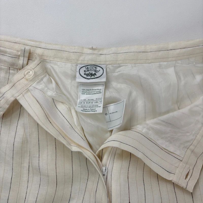 Laura Ashley vintage cream pinstripe trousers