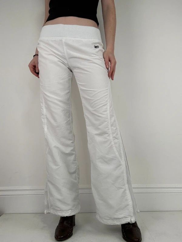 low rise white Reebok tracksuit bottoms