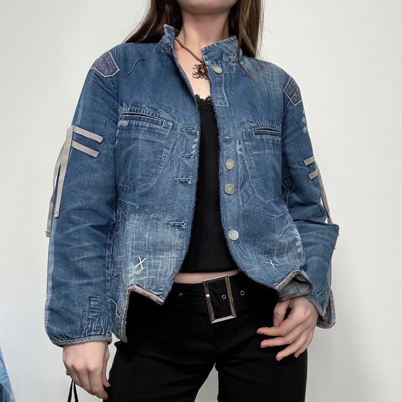 Marithé + François Girbaud distressed denim engineered jacket