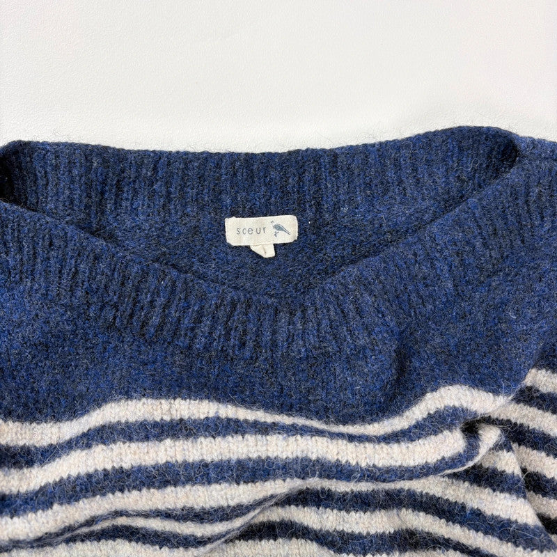 Soeur navy and white striped wool knit jumper