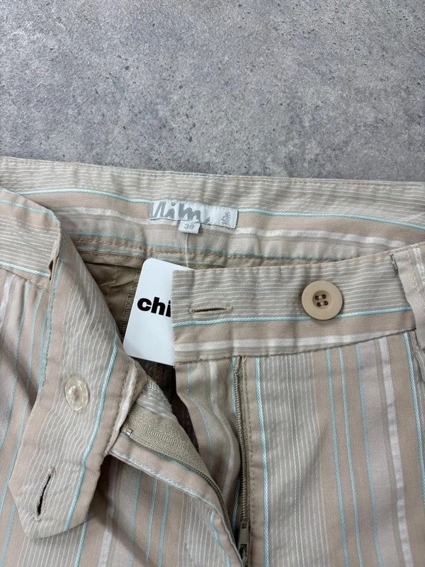 Pinstripe cream cargo flare vintage trousers