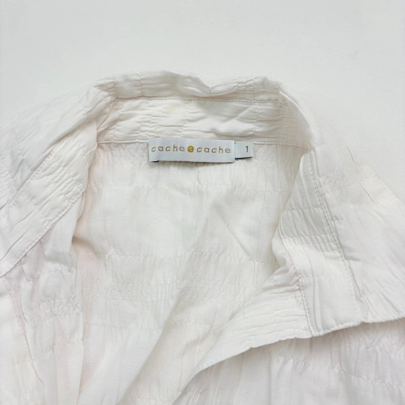 gathered cinched white cotton shirt