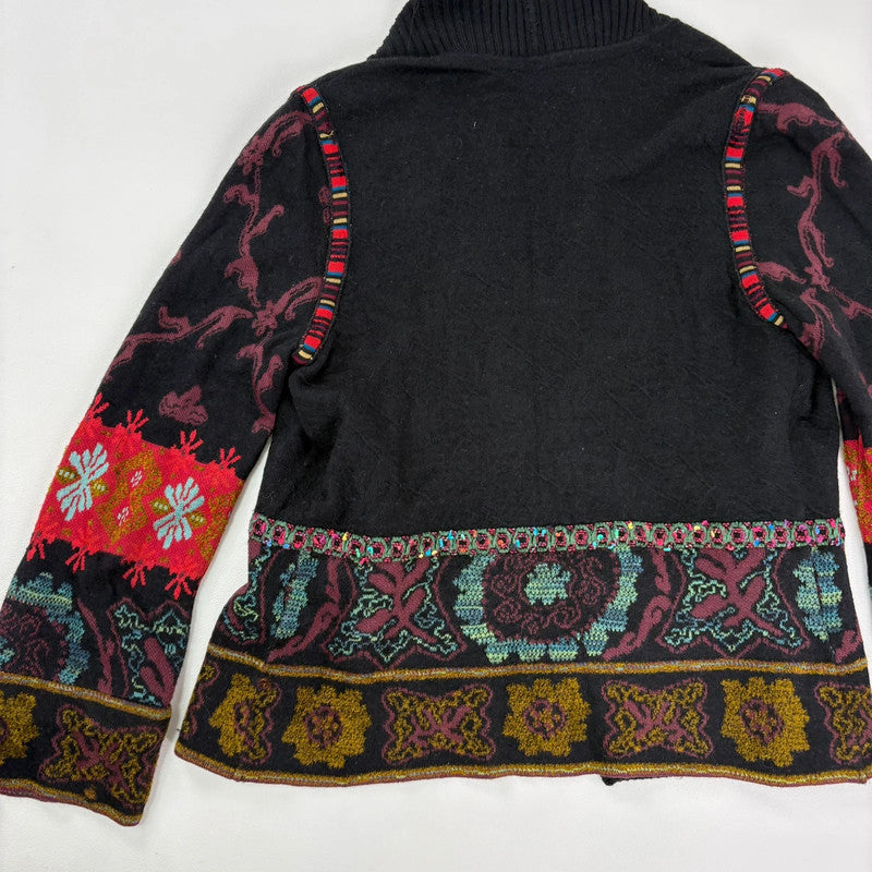 black ribbed patterned boho hippie cardigan