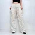 white gathered cinched cargo pants