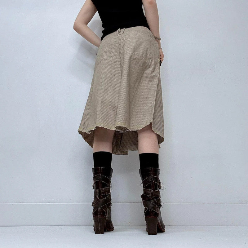 pinstripe pleated midi skift
