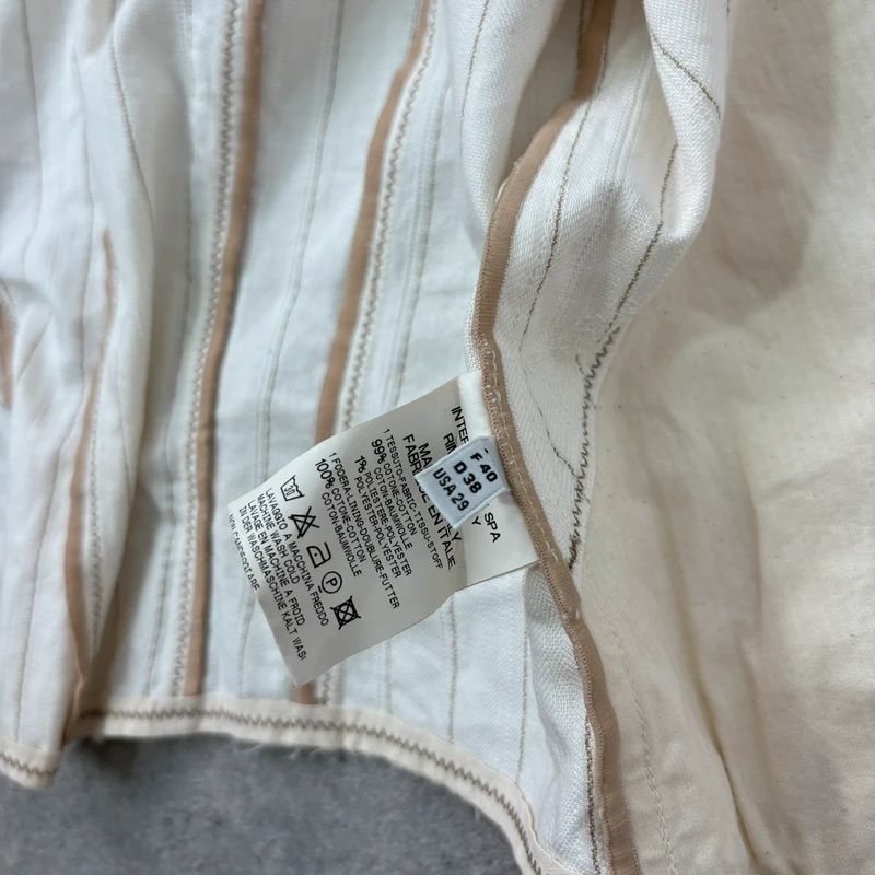 cream pinstripe Marithé + François Girbaud waistcoat vest