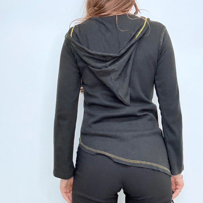 Black asymmetric hippie grunge hoodie