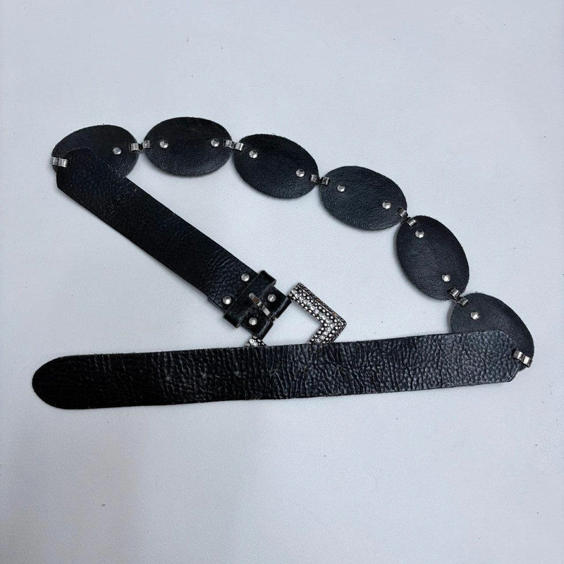 black leather western belt