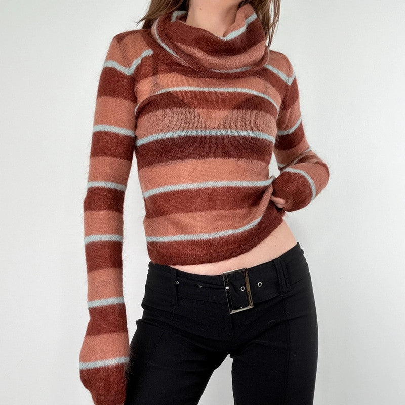 sheer striped brown mohair jumper