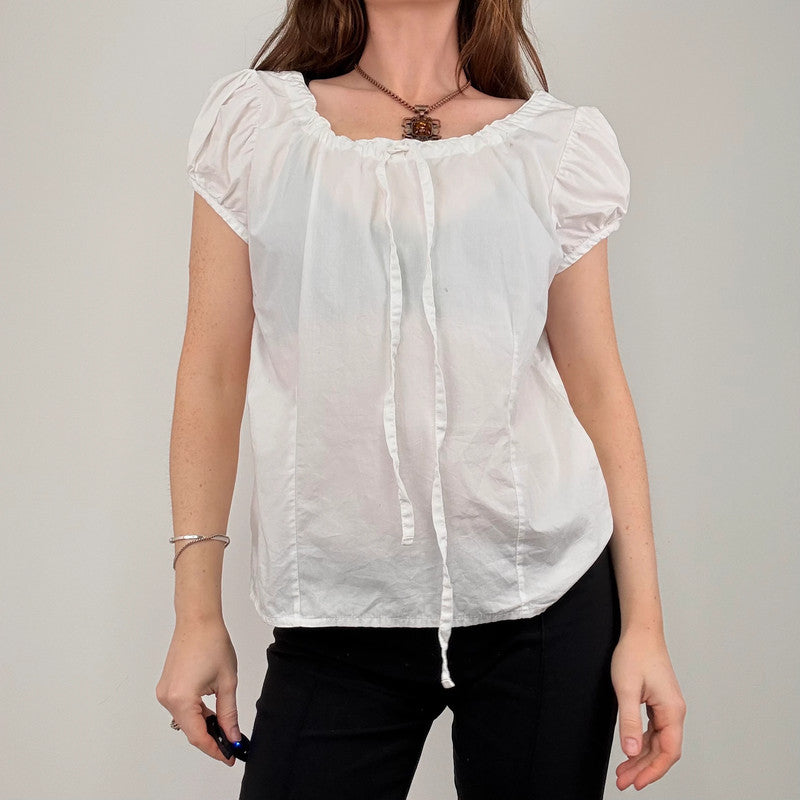 white cotton puff sleeve shirt