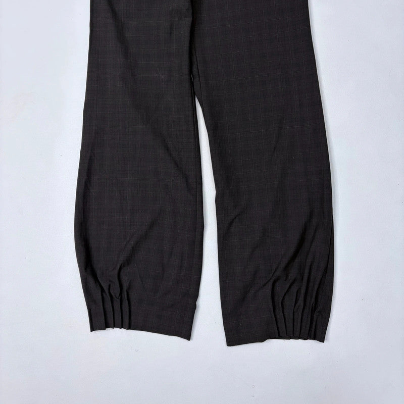 Cop Copine brown pinstripe check stretch waist low rise trousers