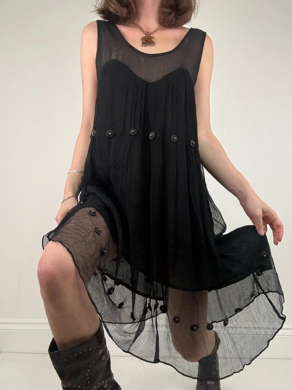 Grunge indie punky layered floaty black dress
