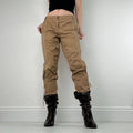 corset lace up tan capri pants