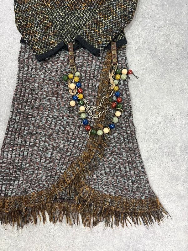 Save the Queen drop waist knitted tassel beaded dress