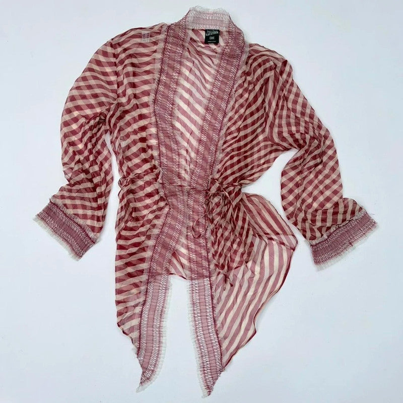 Jean Paul Gaultier sheer silk pinstripe flutter shirt