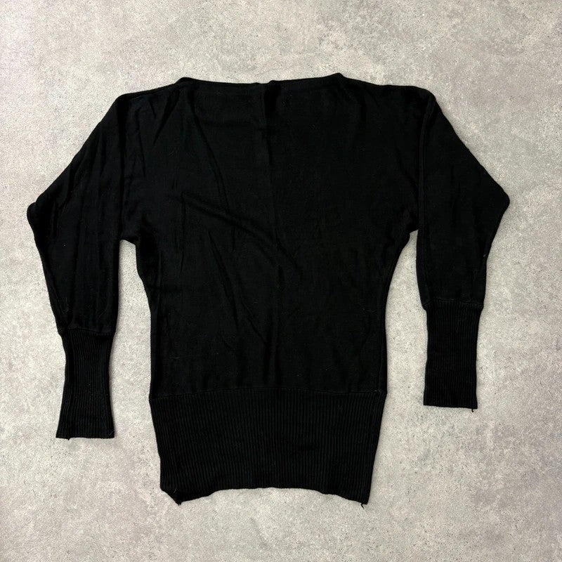 slouchy batwing slash neck ribbed jumper