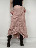 Ruched peachy asymmetric maxi summer skirt