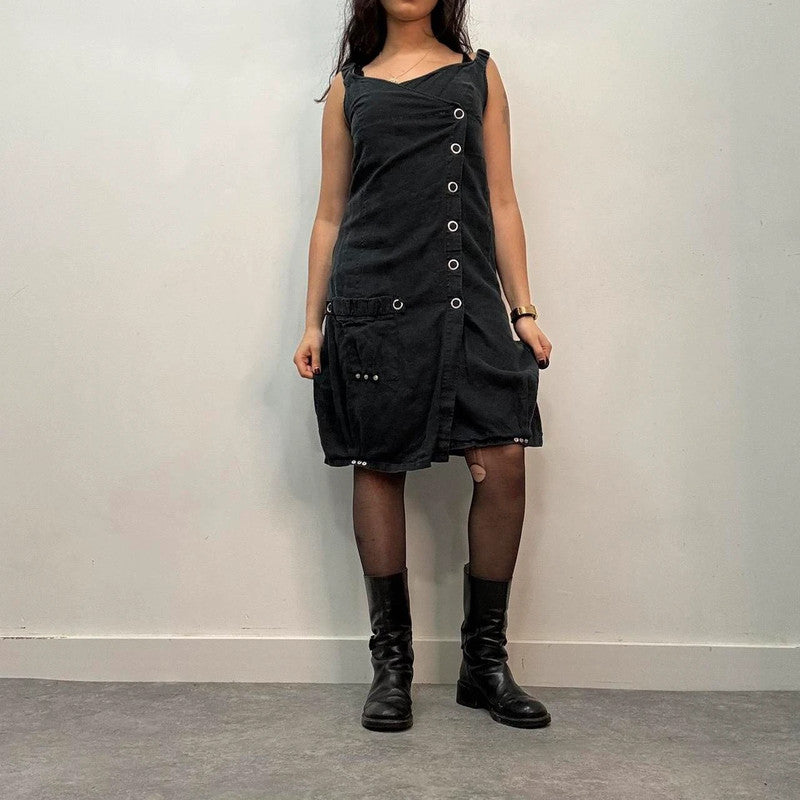 eyelet studded asymmetric dress
