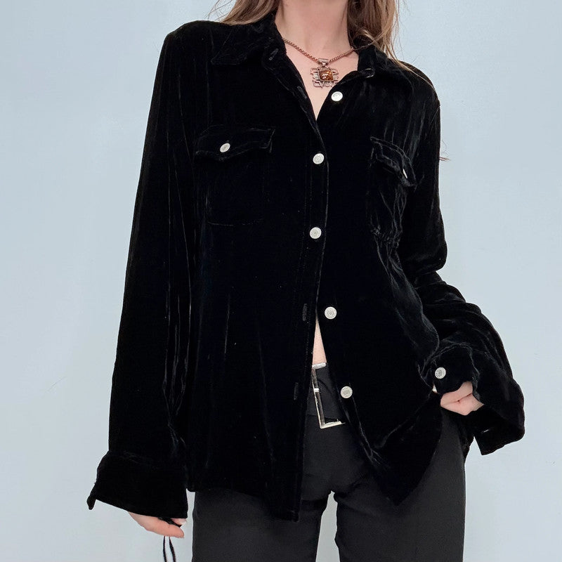 black velvet oversized shirt