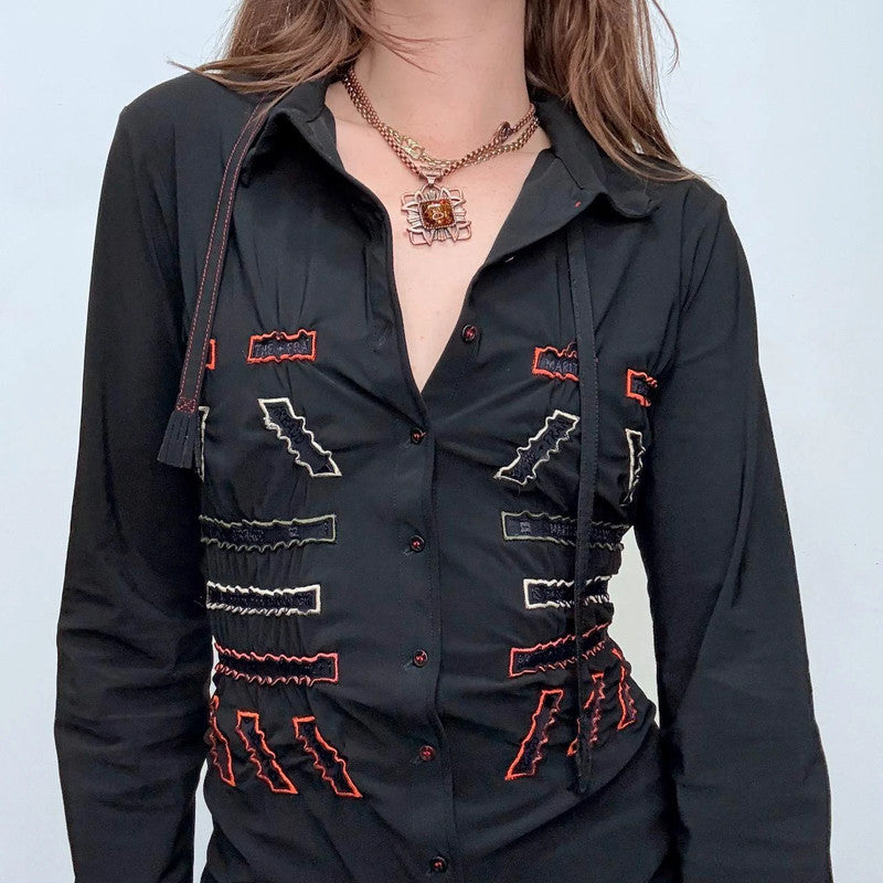 black boho Marithe +  Francois Girbaud shirt