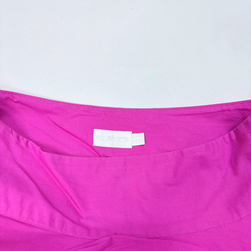 allsaints pink gathered puff mini skirt