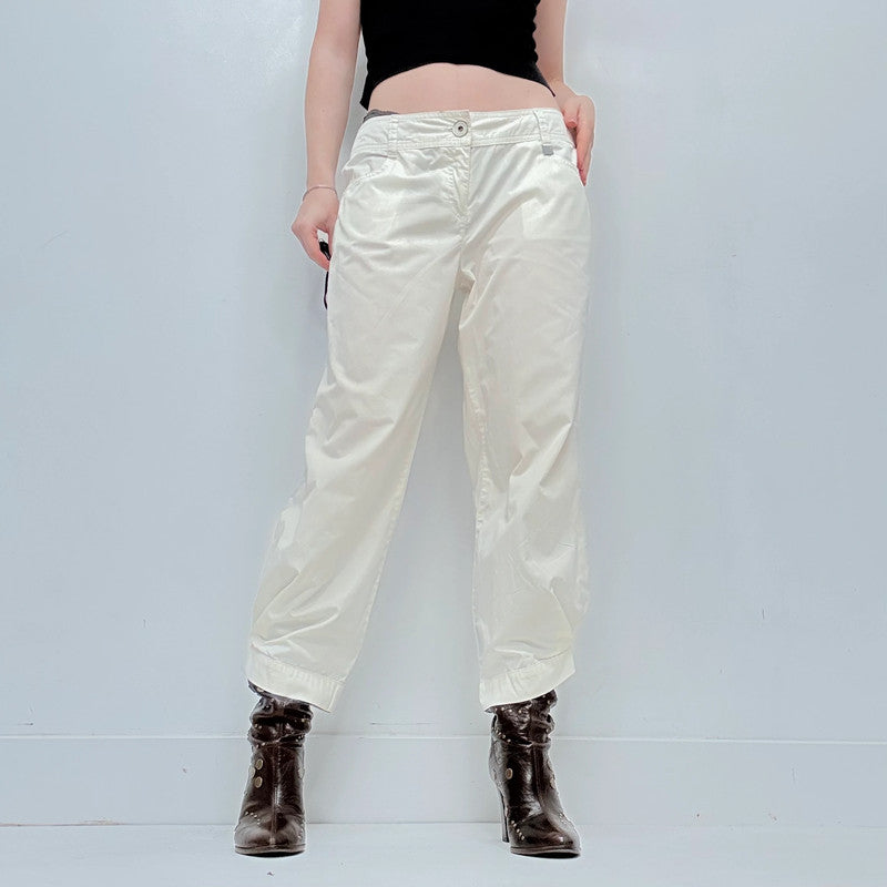 white low rise cop copine trousers