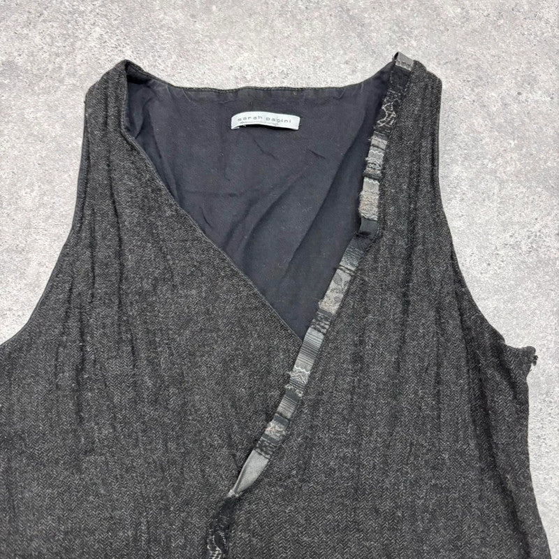 grey wool puff asymmetric dress