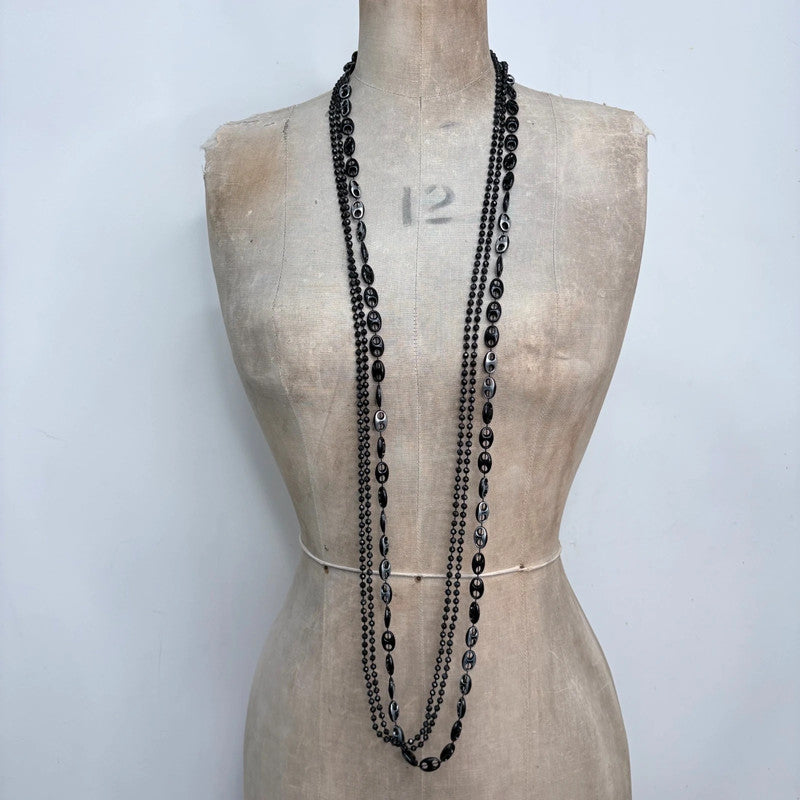 black long layered gothic chain necklace