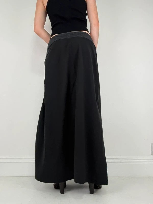 Black Cop Copine Paris maxi skirt with denim waistband