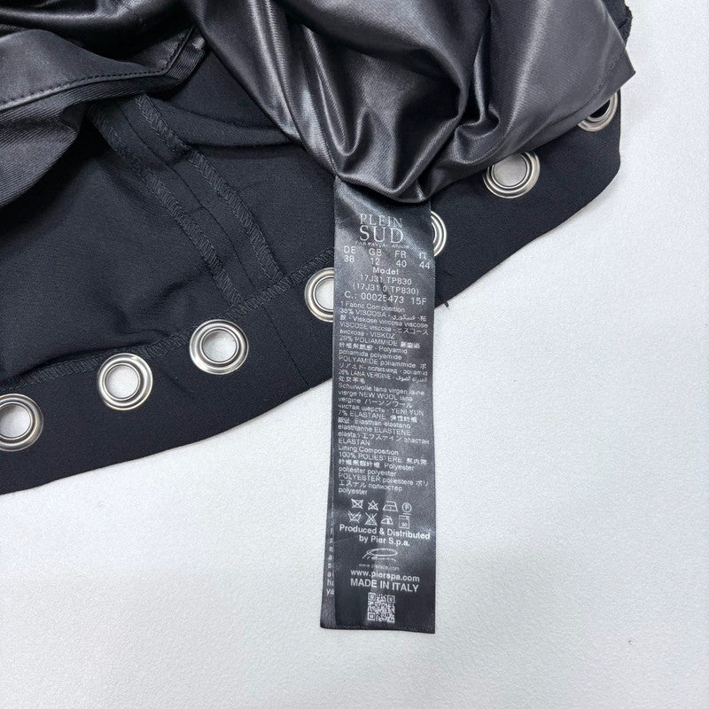 plein sud black eyelet studded mini skirt