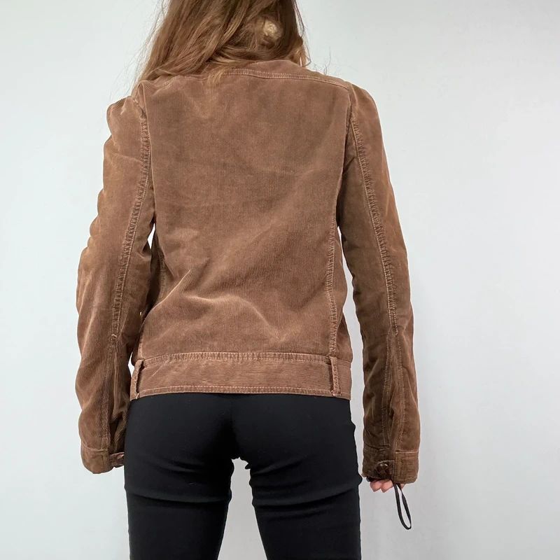 asymmetric brown cord jacket