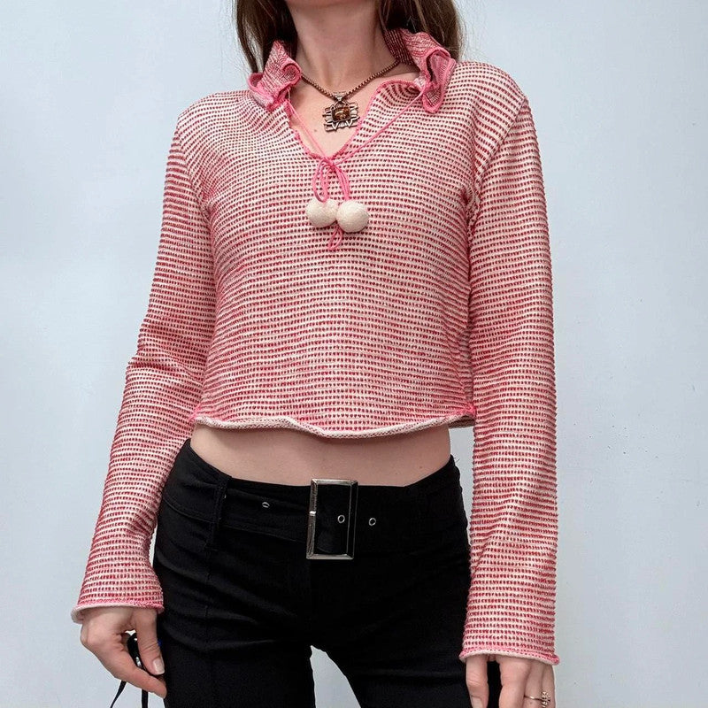 pink flared cropped knit diesel jumper