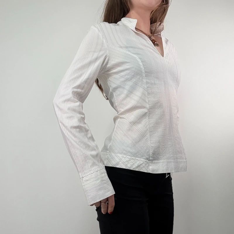 pinstripe white fitted shirt