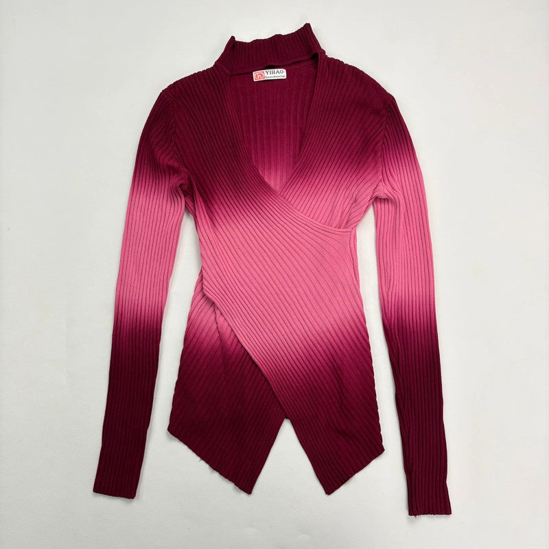 chunky ribbed knit asymmetric ombre jumper
